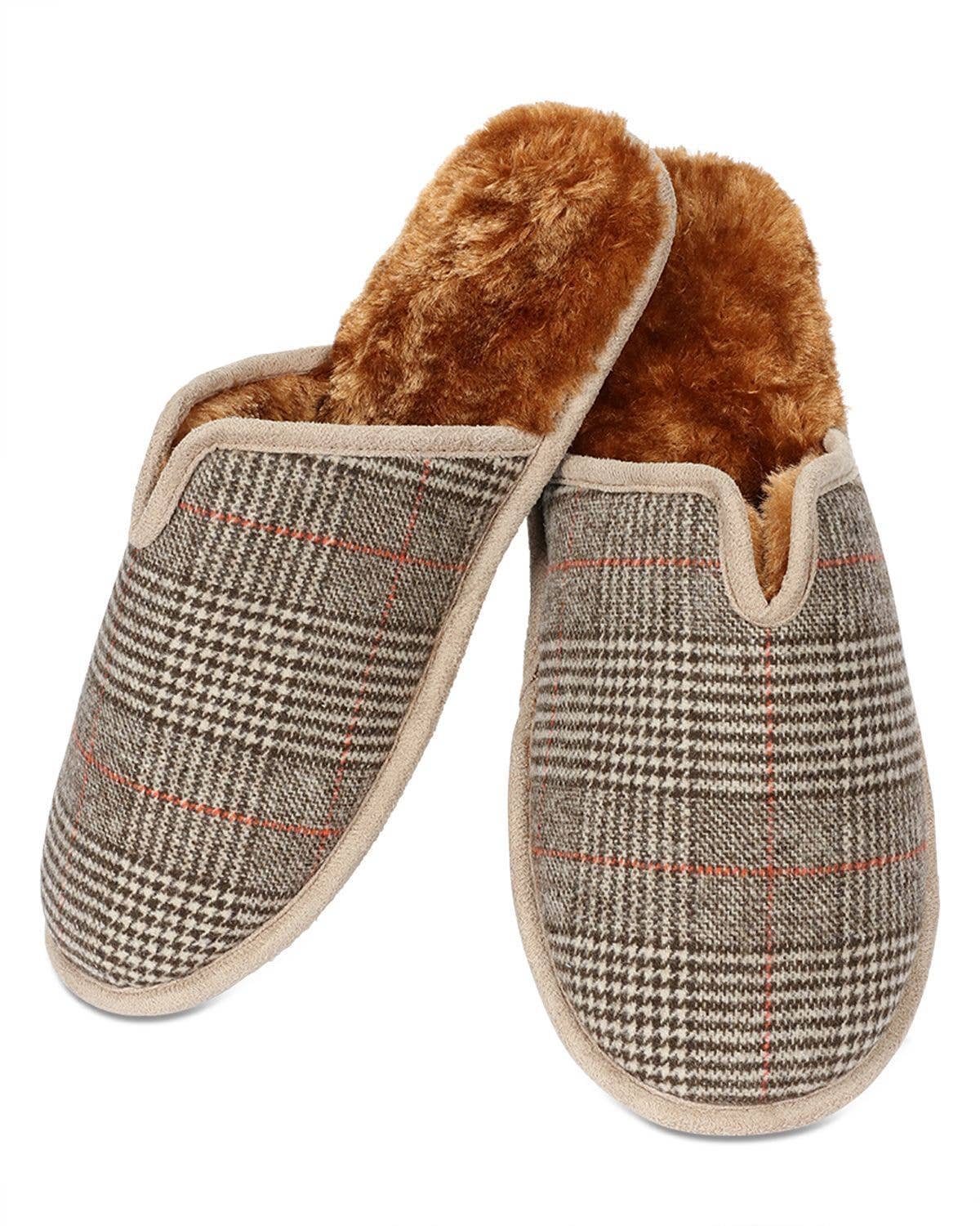 MeMoí Men's Glen Plaid Memory Foam Mule Slippers