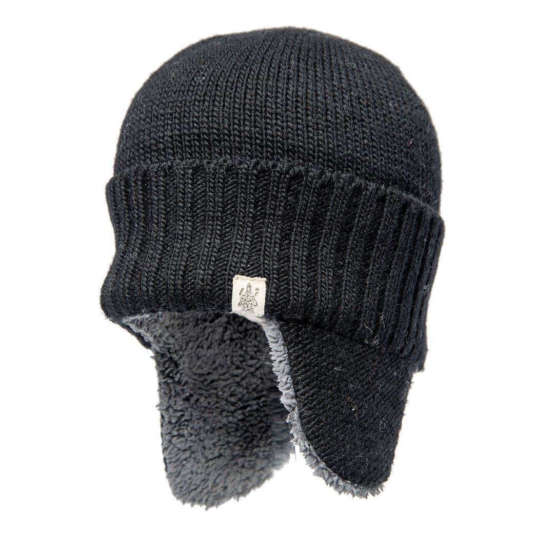 Nirvanna Designs Rib Band Hand-Knit Wool Earflap Hat