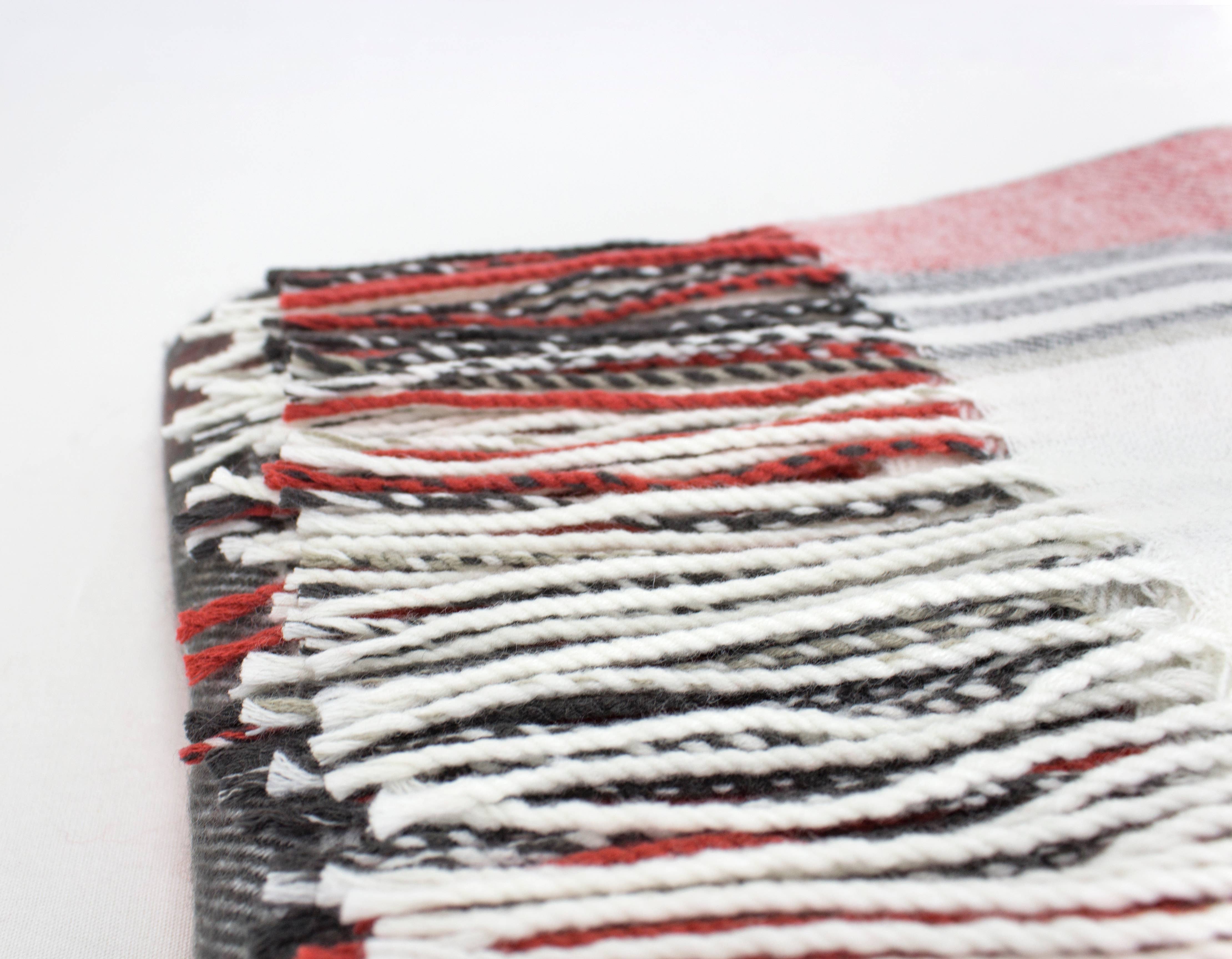 Fennco Styles Classic Plaid with Tassel Trim Throw Blanket / Red & White Mix