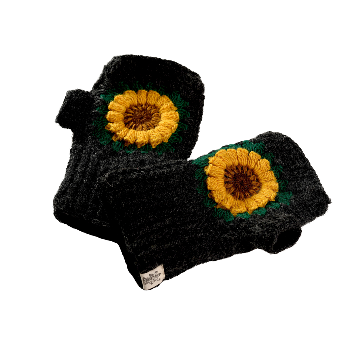 Nirvanna Designs Blooming Sunflower Hand-Knit Wool Hand Warmers