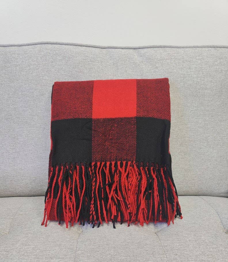 Fennco Styles Buffalo Plaid with Tassel Trim Throw Blanket