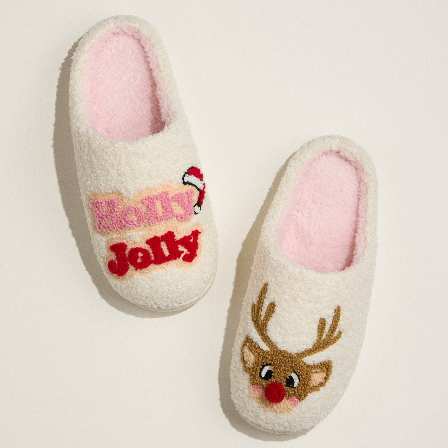 Frem Holly Jolly Reindeer Ultra-Soft Holiday Mule Slippers