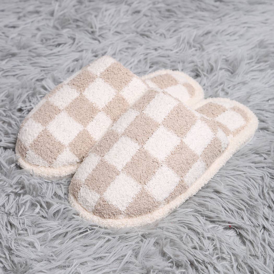 Fashion City Checkerboard Soft Microfiber Mule Slippers