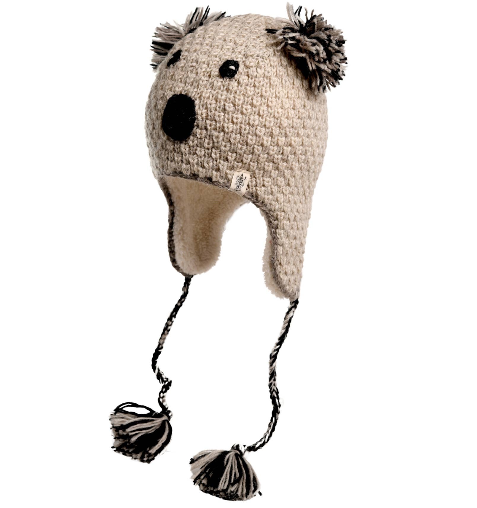 Nirvanna Designs Koala Hand-Crochet Wool Earflap Hat