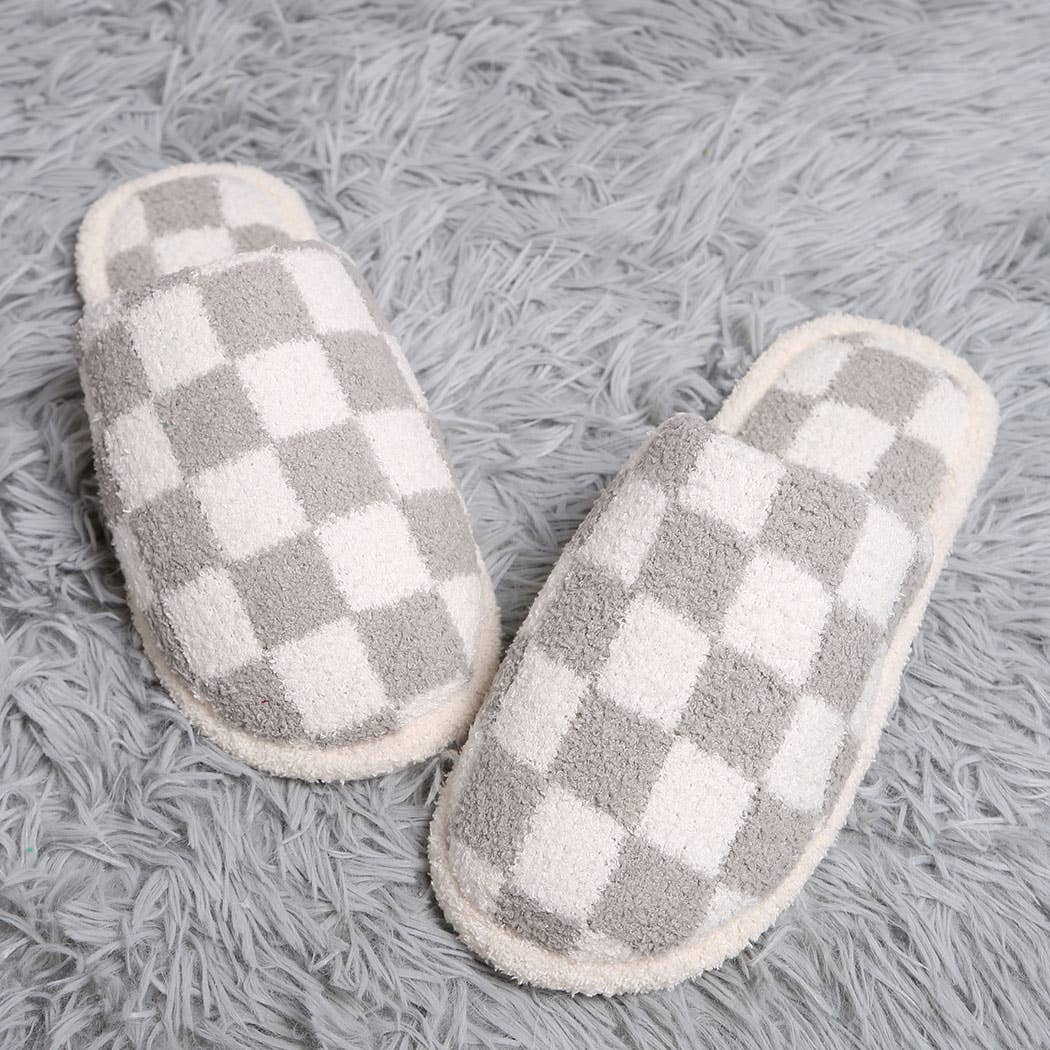 Fashion City Checkerboard Soft Microfiber Mule Slippers