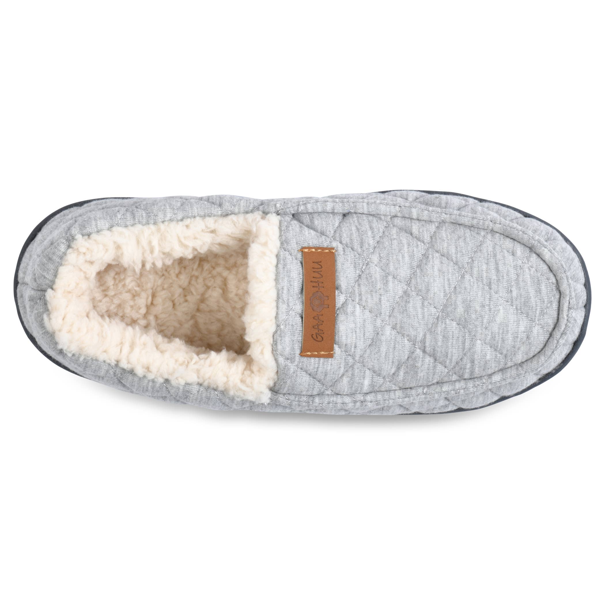 gaahuu Quilted Jersey & Faux Shearling Memory Foam Moccasin Slippers