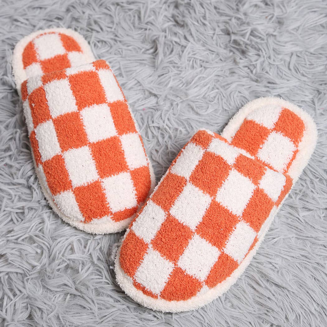 Fashion City Checkerboard Soft Microfiber Mule Slippers