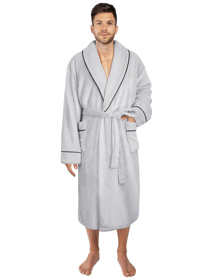 Pavilia Piping Fleece Men's Robe
