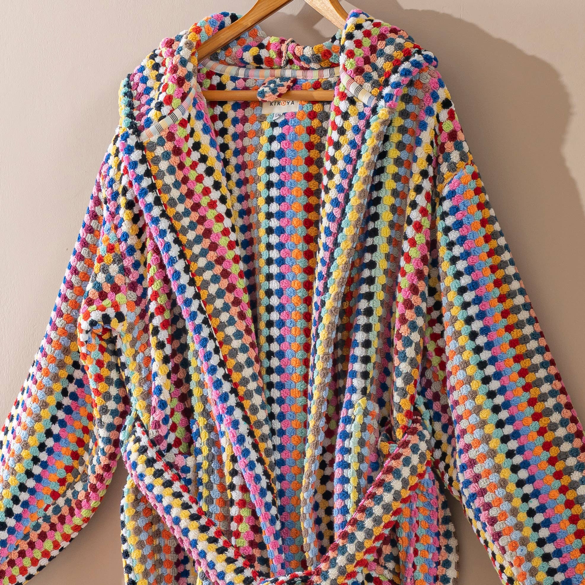 Kikoya Hand Loomed Women's Turkish Cotton Robe / Rainbow Tones