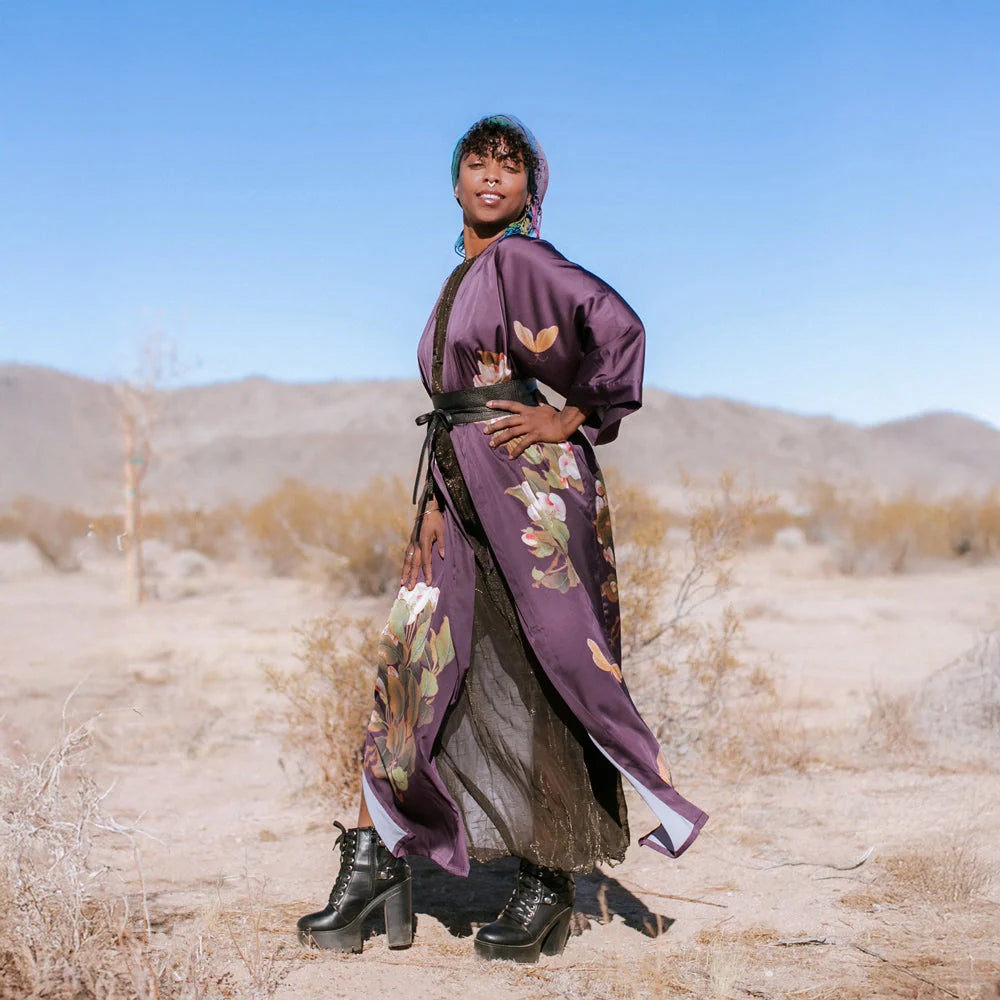 KIM+ONO Peony & Butterfly Women's Long Kimono Robe