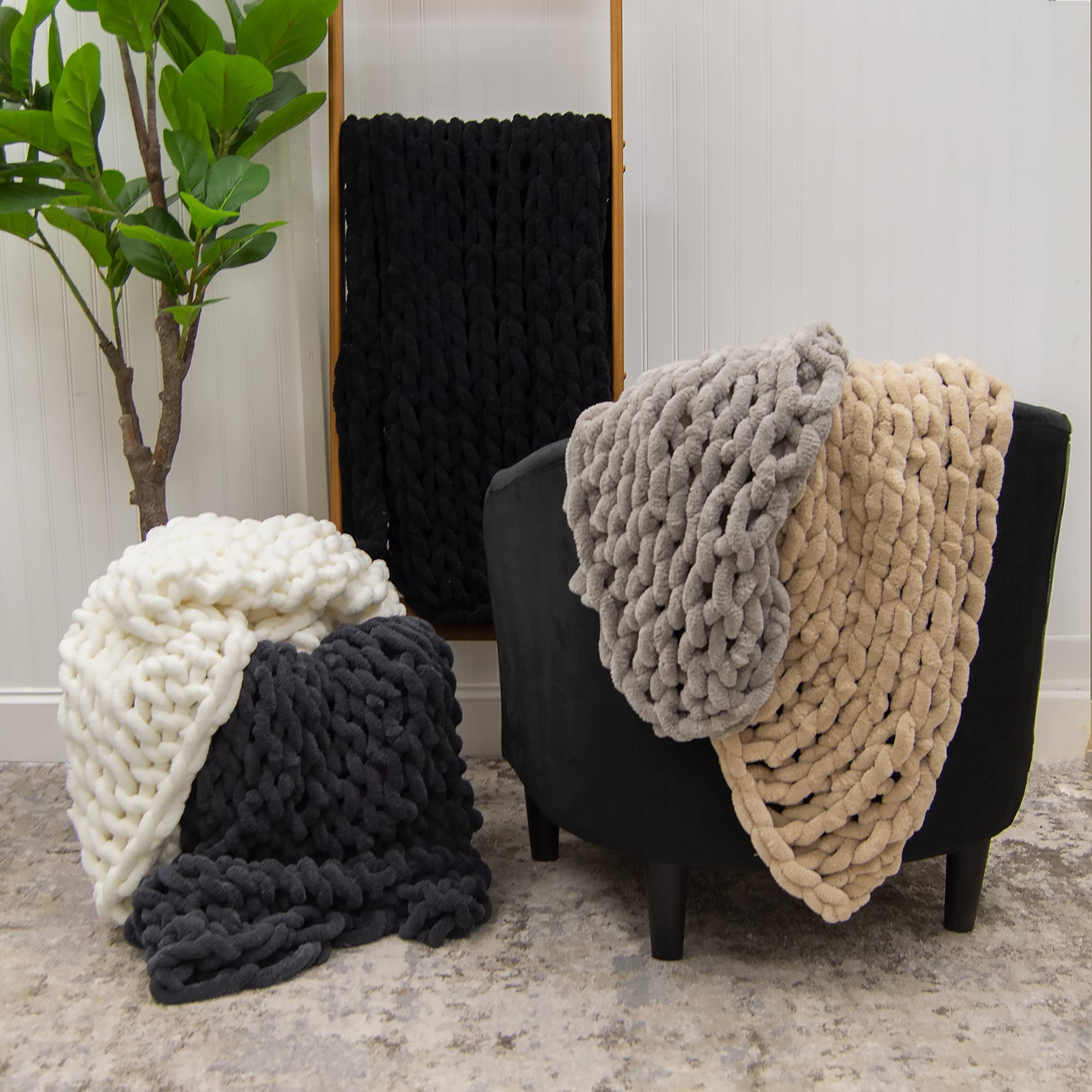 Donna Sharp Chenille Chunky Knit Throw Blanket