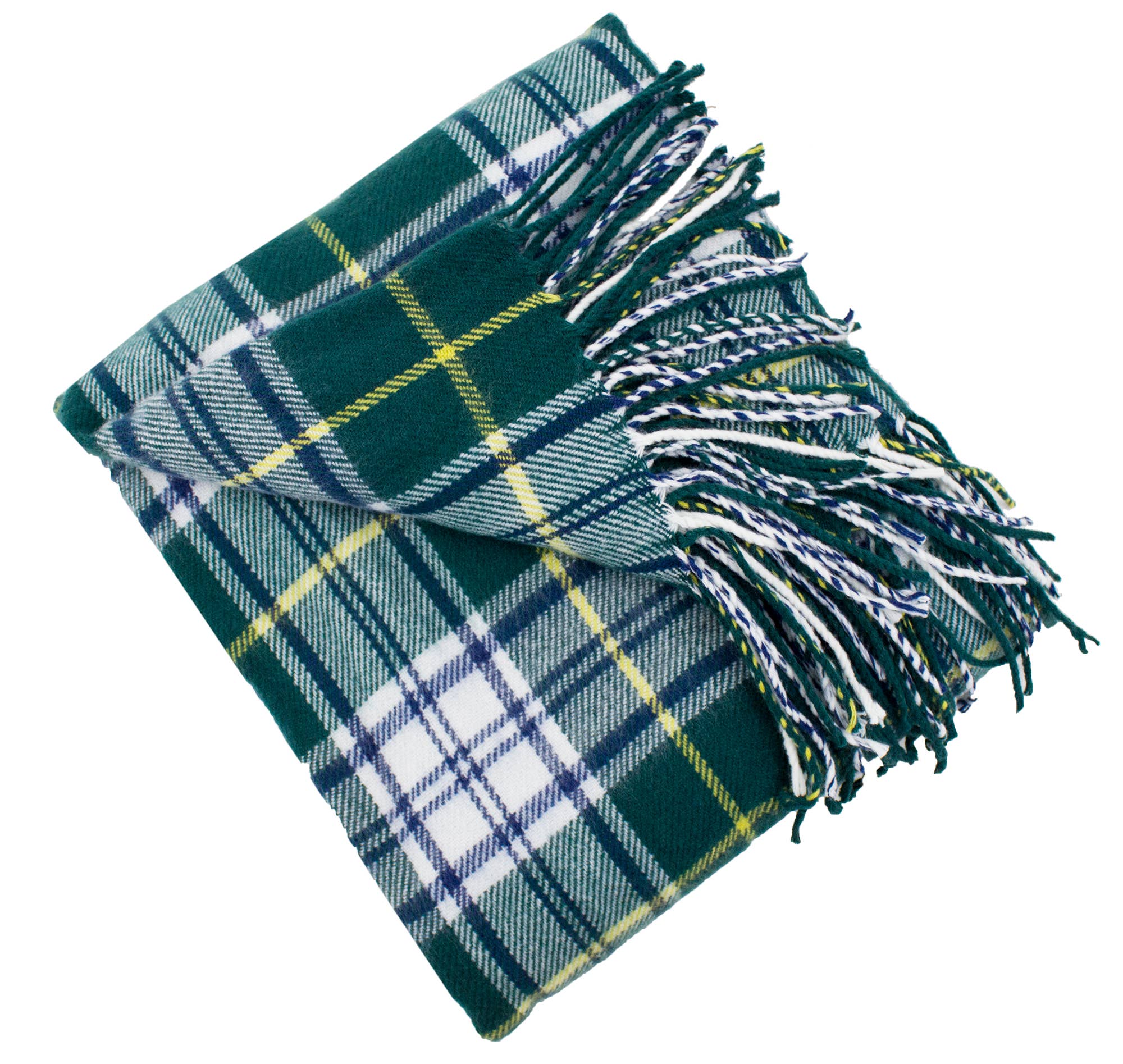 Fennco Styles Classic Plaid with Tassel Trim Throw Blanket / Green & White Mix