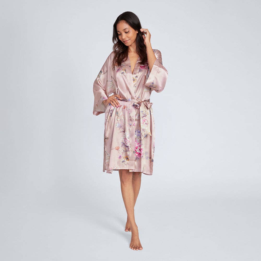 KIM+ONO Chrysanthemum & Crane Women's Short Kimono Robe