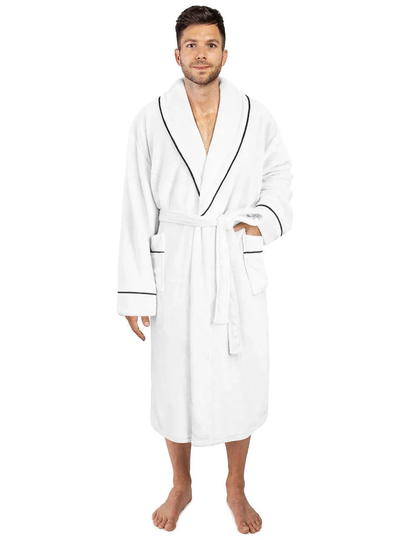 Pavilia Piping Fleece Men's Robe