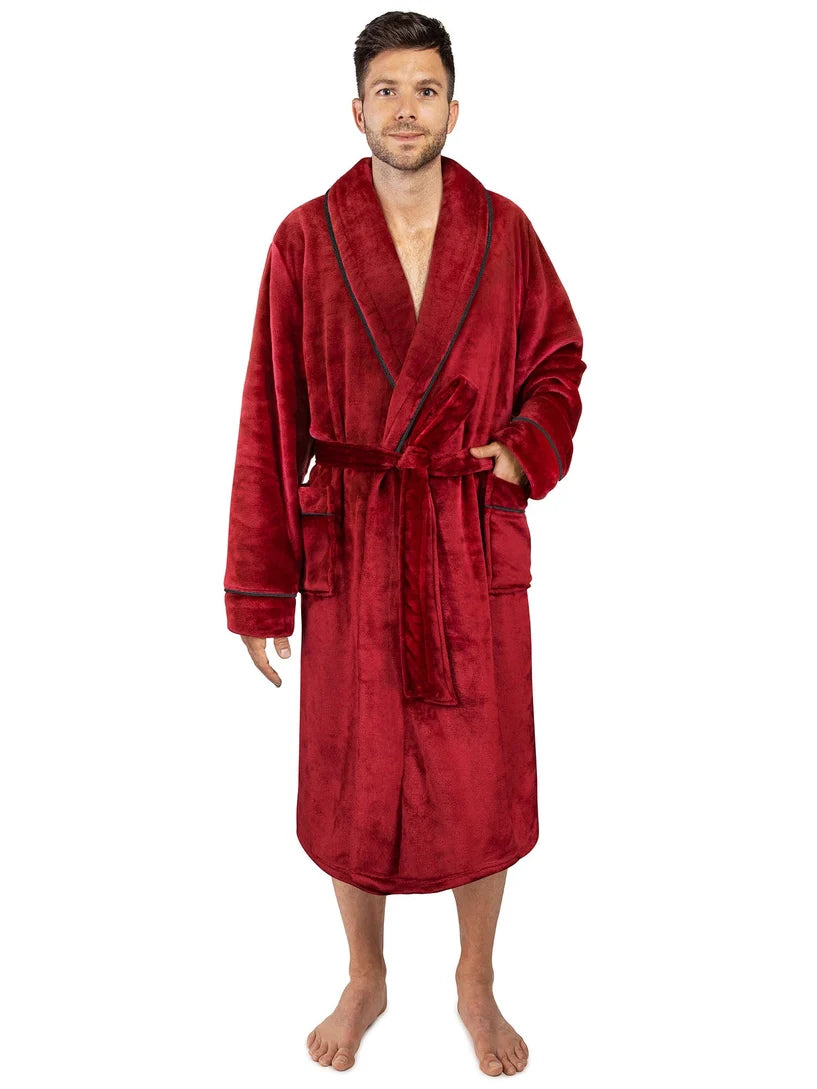 Pavilia Piping Fleece Men's Robe