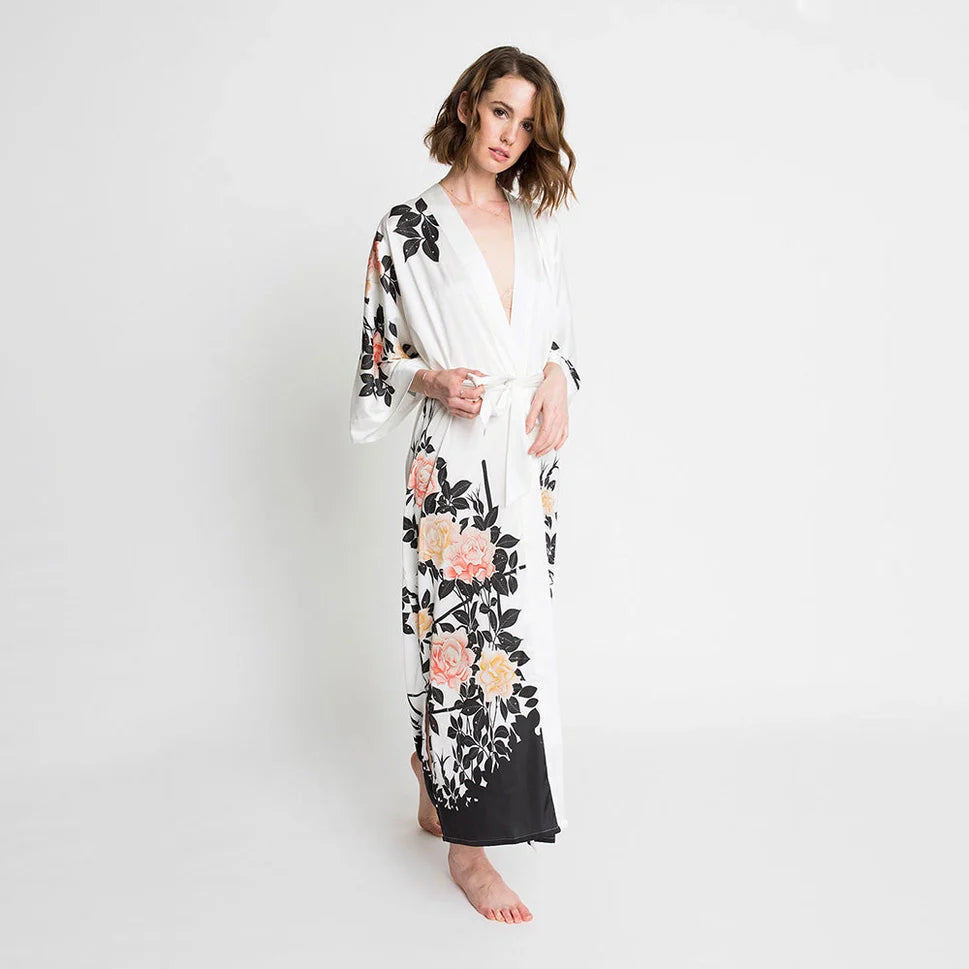 KIM+ONO Blush Rose Women's Long Kimono Robe
