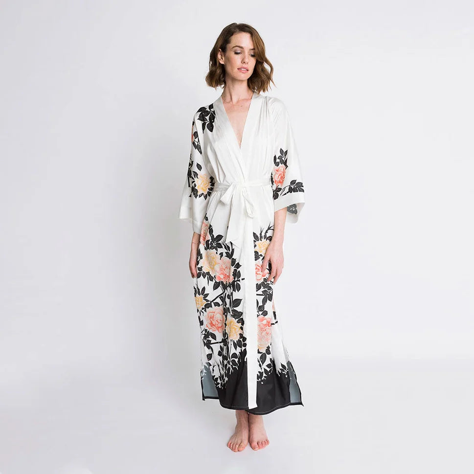 KIM+ONO Blush Rose Women's Long Kimono Robe