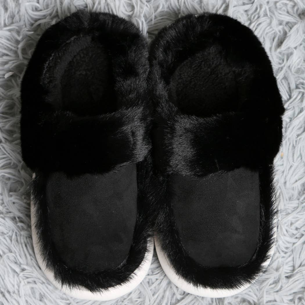 Fashion City Fuzzy Warm Faux Fur & Suede Clog Slippers