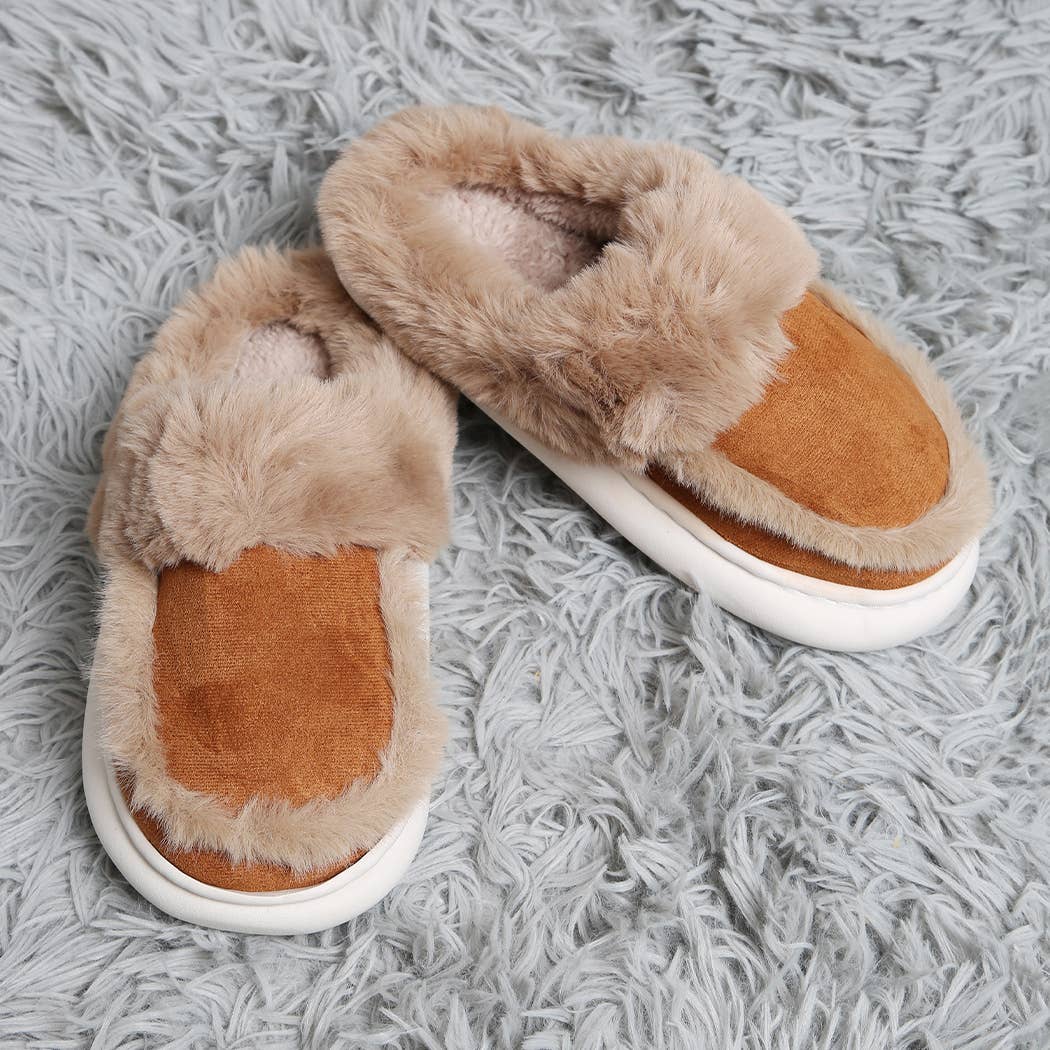 Fashion City Fuzzy Warm Faux Fur & Suede Clog Slippers