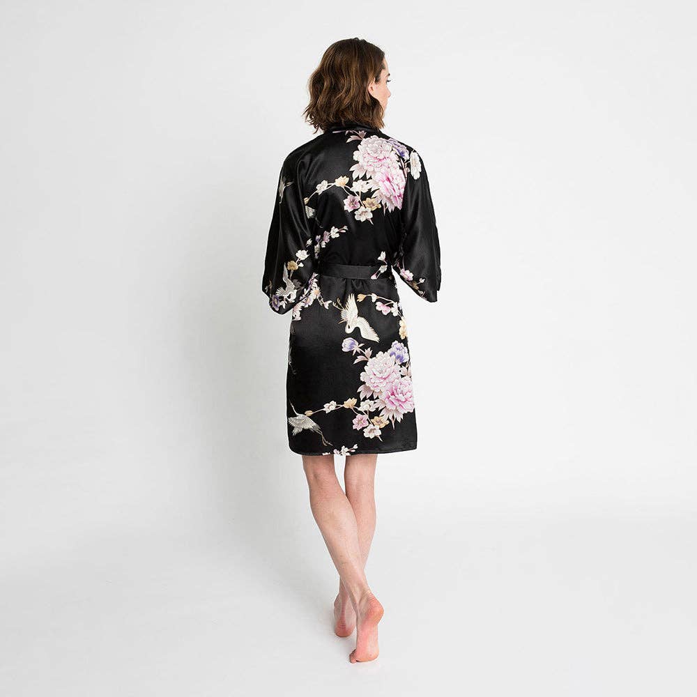 KIM+ONO Chrysanthemum & Crane Women's Short Kimono Robe