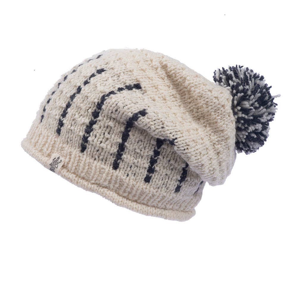 Nirvanna Designs Ferry Hand-Knit Wool Slouch Beanie with Pom