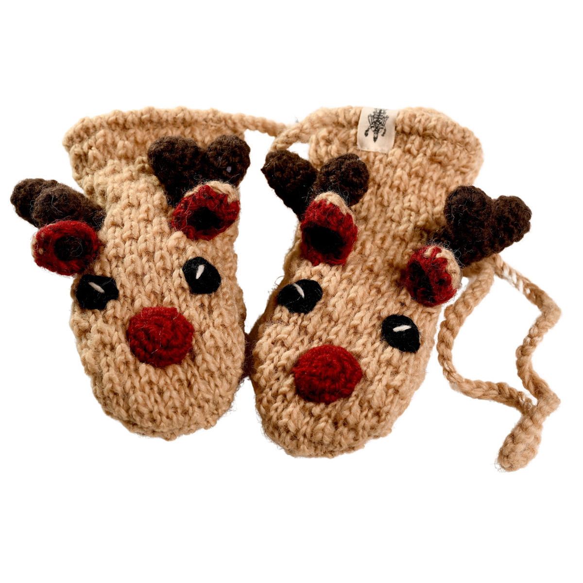 Nirvanna Designs Reindeer Hand-Crochet Wool Mittens