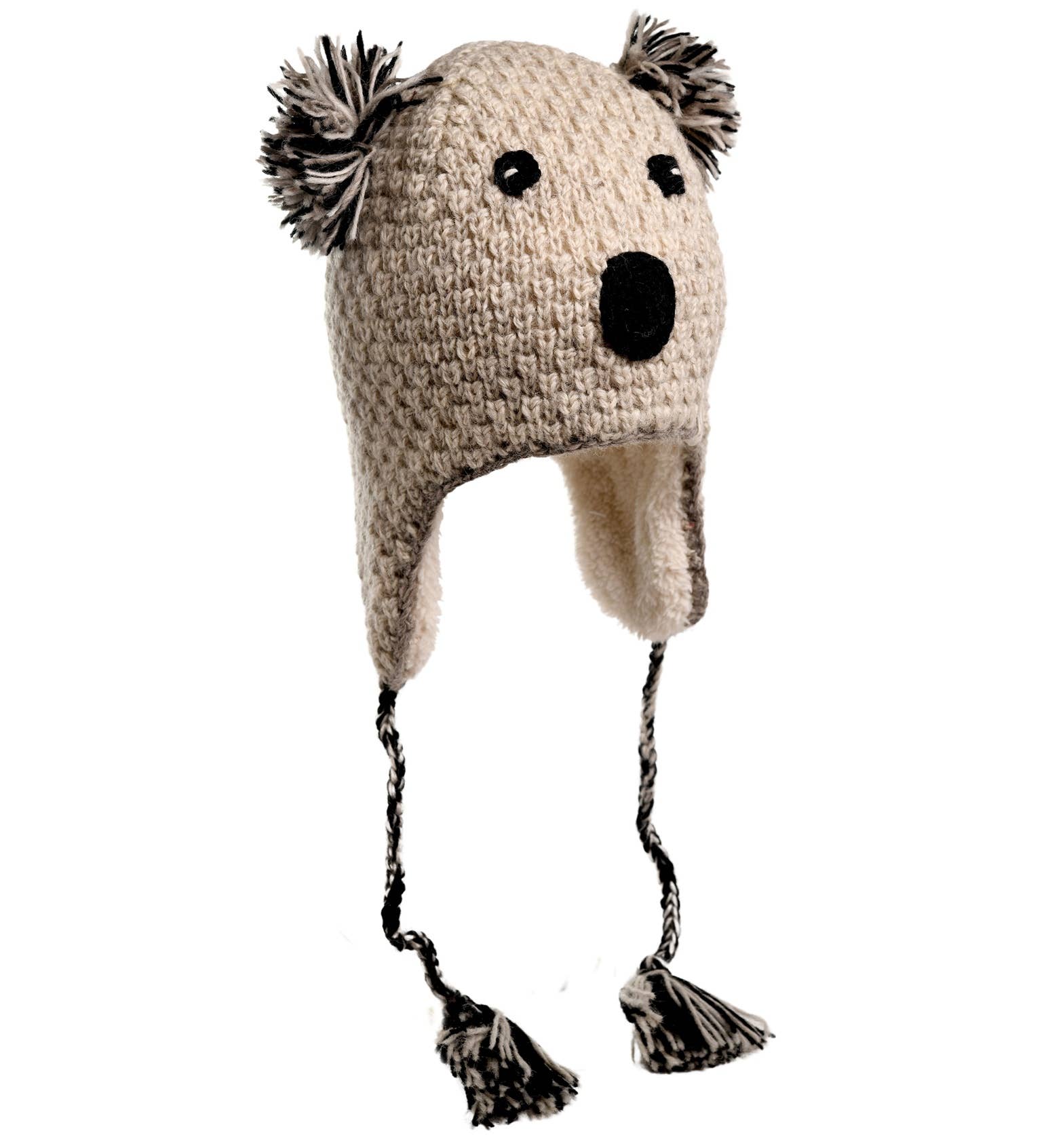 Nirvanna Designs Koala Hand-Crochet Wool Earflap Hat