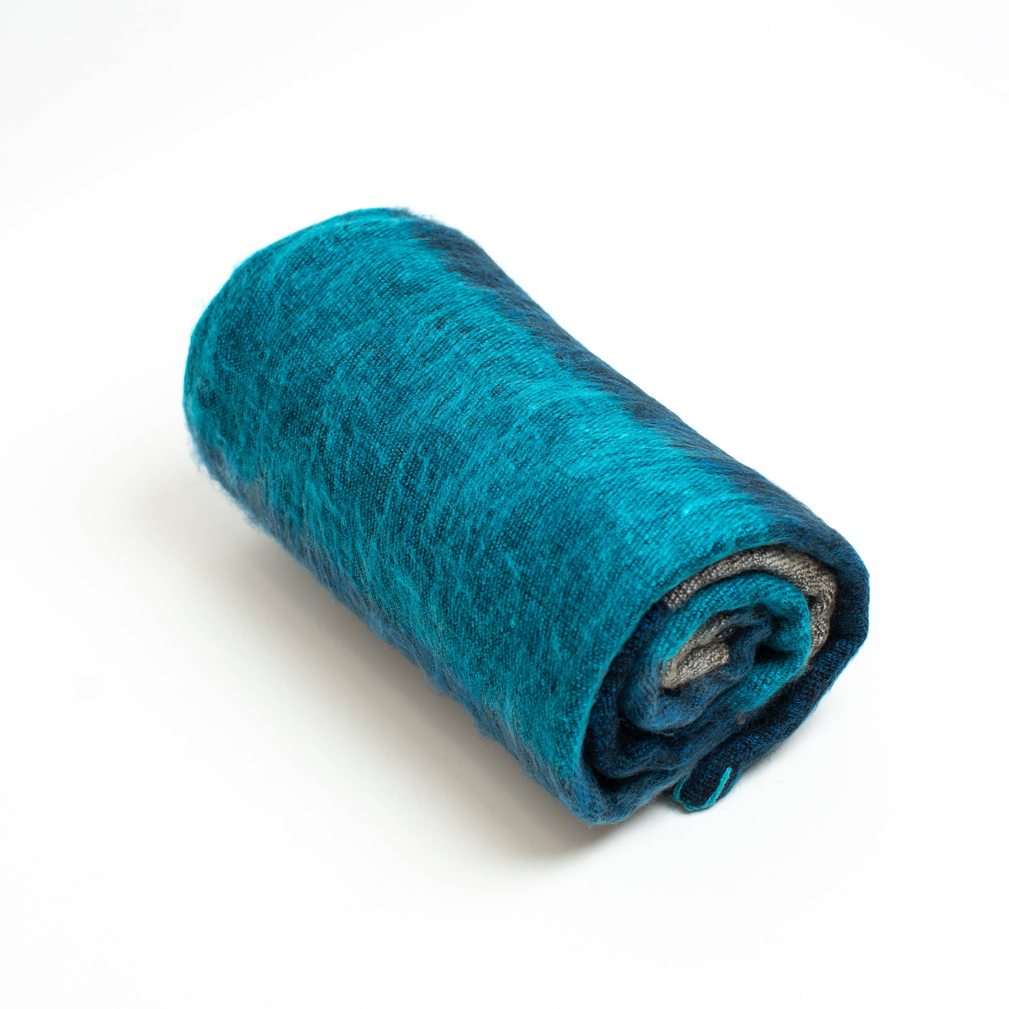 Art Himalayan Trading Handmade Super Soft Yak Wool Throw Blanket / Dark Blue, Aqua, Gray