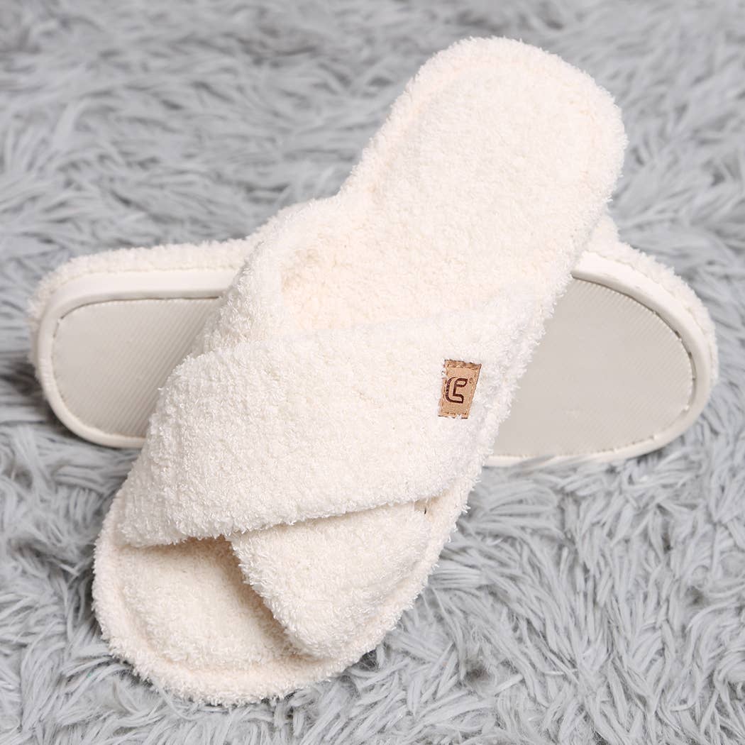 Fashion City Criss Cross Soft Microfiber Slide Slippers