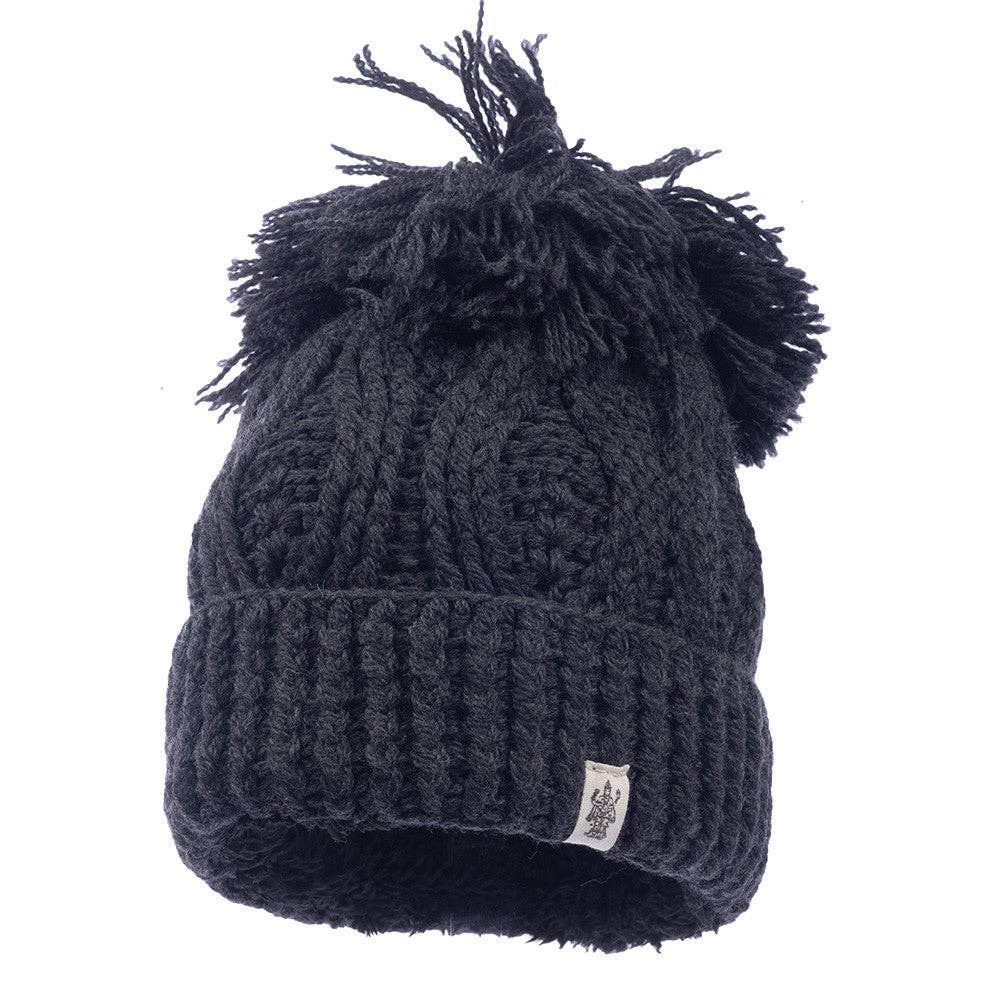 Nirvanna Designs Grand Pom Hand-Knit Wool Beanie