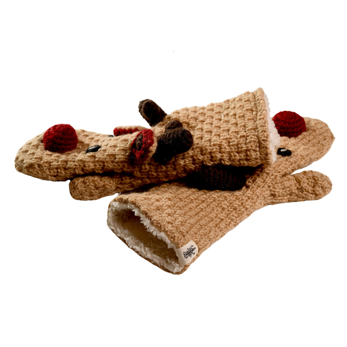 Nirvanna Designs Reindeer Hand-Crochet Wool Mittens