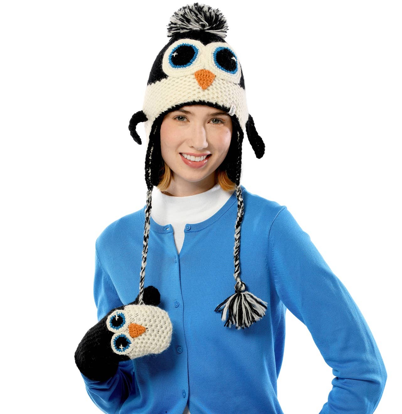 Nirvanna Designs Penguin Hand-Crochet Wool Mittens