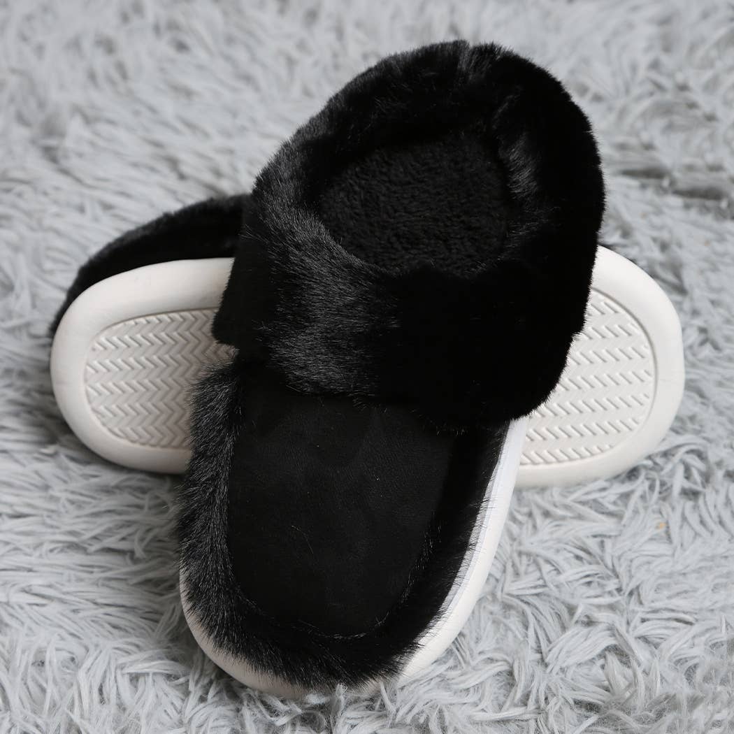 Fashion City Fuzzy Warm Faux Fur & Suede Clog Slippers