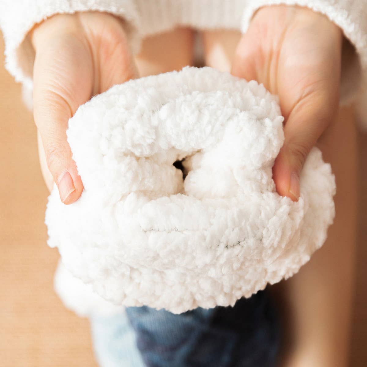 ACCITY Knit Patchwork Color Plush Sherpa Lined Slipper Socks