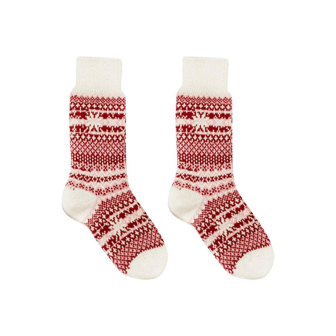 Nordic Wools Asenka Merino Wool Blend Unisex Socks / Holiday Cherry