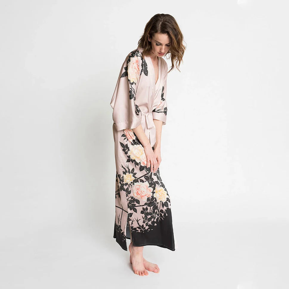 KIM+ONO Blush Rose Women's Long Kimono Robe