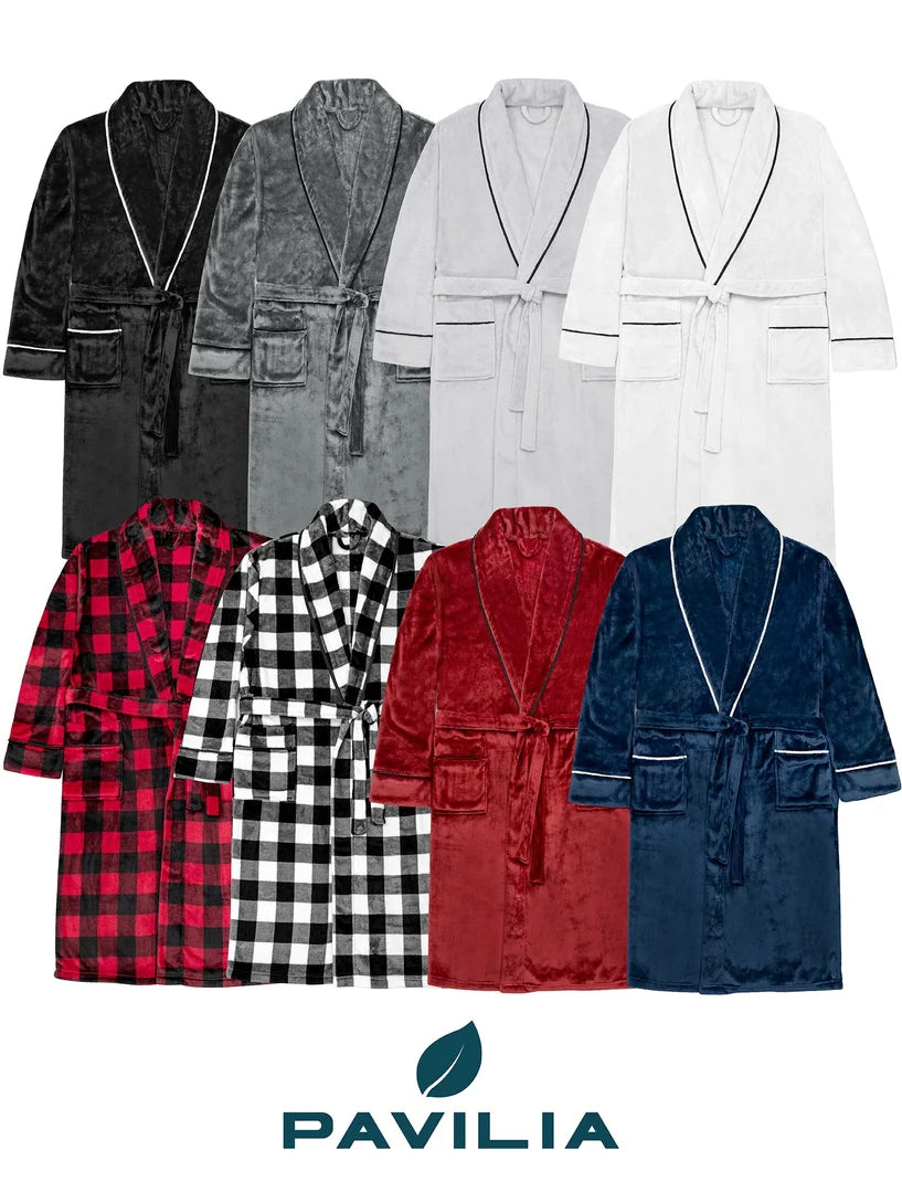 Pavilia Piping Fleece Men's Robe