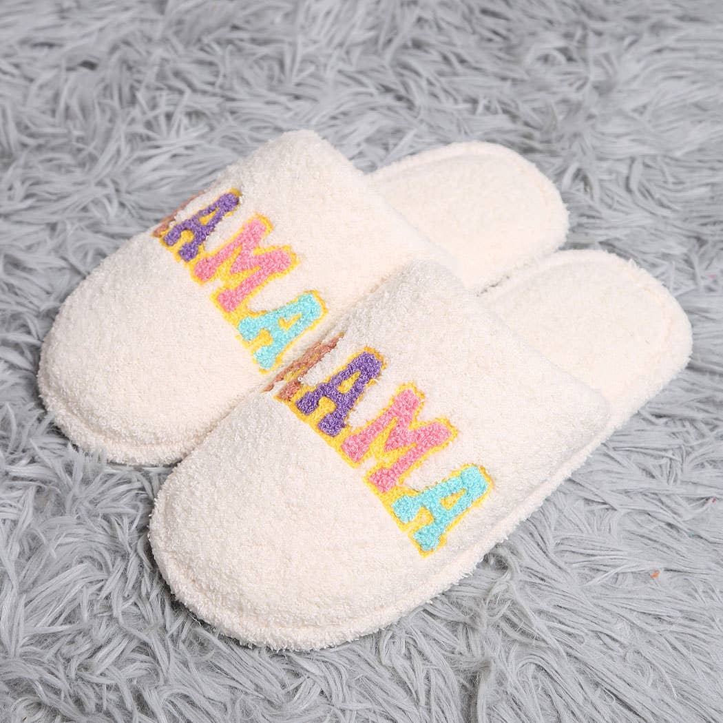 Fashion City Colorful MAMA Lettered Soft Microfiber Mule Slippers
