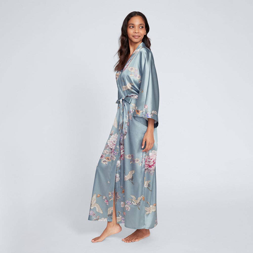 KIM+ONO Chrysanthemum & Crane Women's Long Kimono Robe
