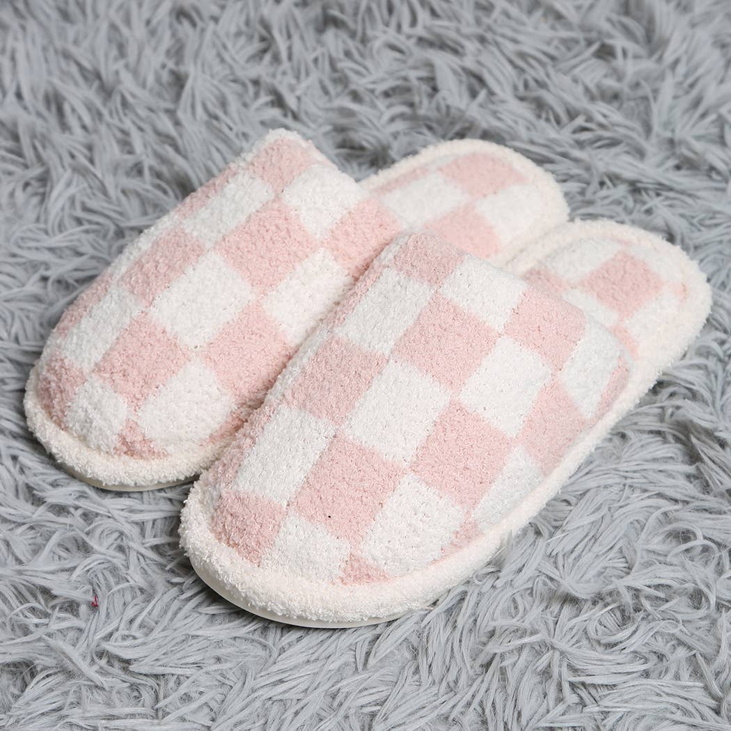 Fashion City Checkerboard Soft Microfiber Mule Slippers