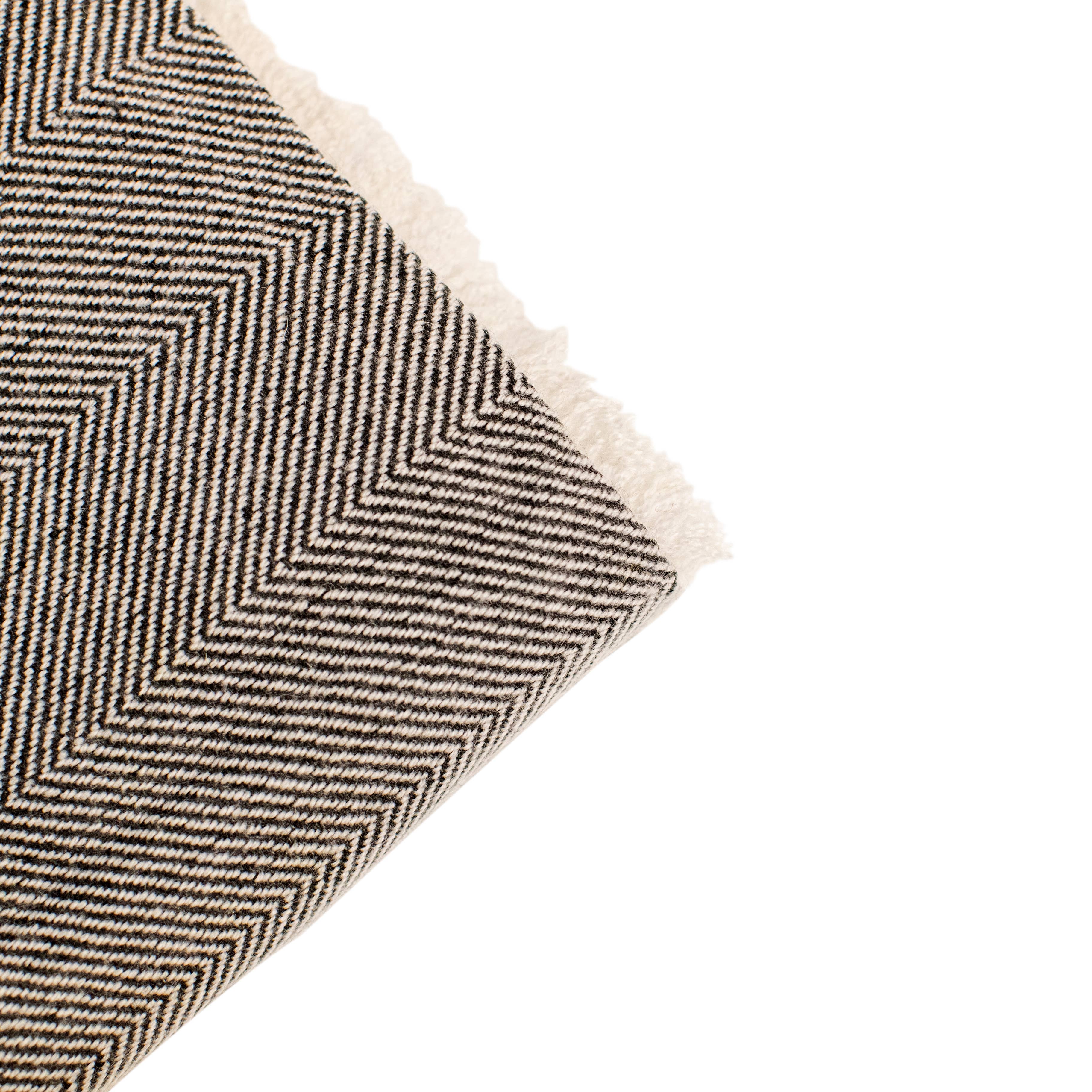 Art Himalayan Trading Reversible Cashmere Wool Throw Blanket / Herringbone Pattern / Black & White