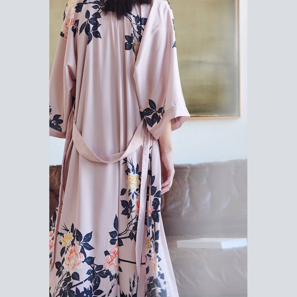 KIM+ONO Blush Rose Women's Long Kimono Robe