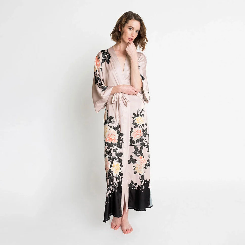 KIM+ONO Blush Rose Women's Long Kimono Robe
