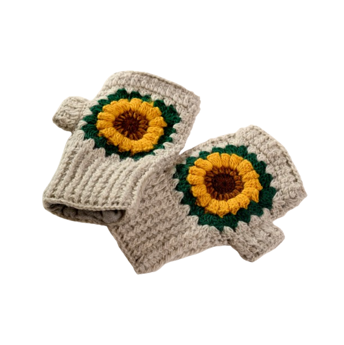Nirvanna Designs Blooming Sunflower Hand-Knit Wool Hand Warmers