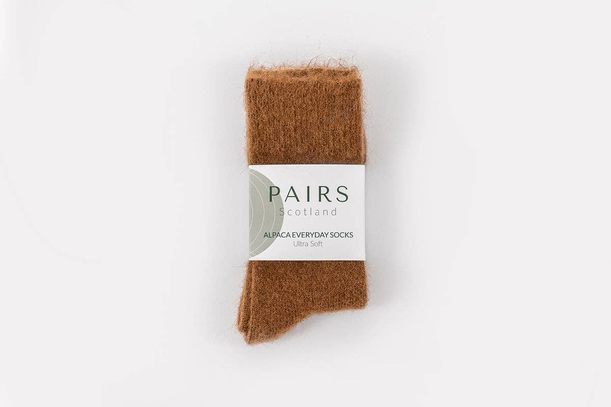 Pairs Scotland Ultra Soft Alpaca Wool Everyday Socks / Chestnut Brown