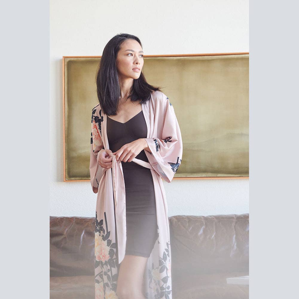 KIM+ONO Blush Rose Women's Long Kimono Robe
