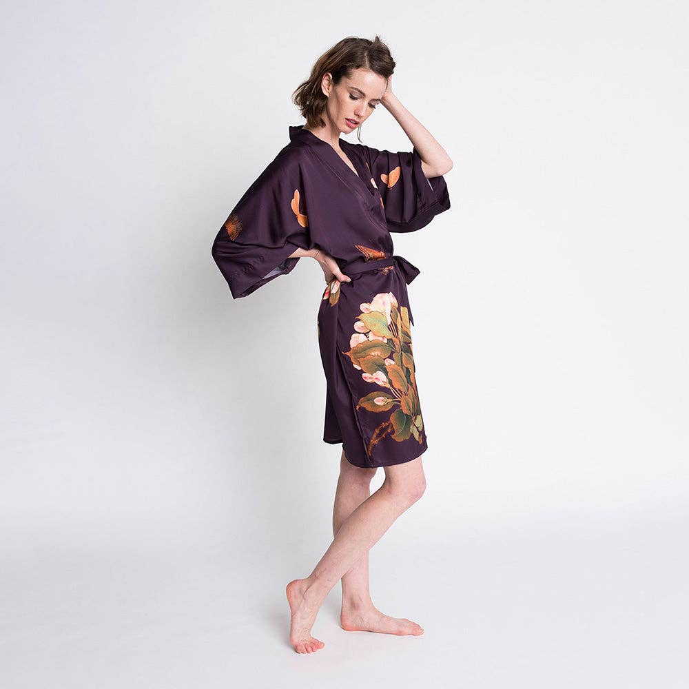 KIM+ONO Peony & Butterfly Women's Short Kimono Robe