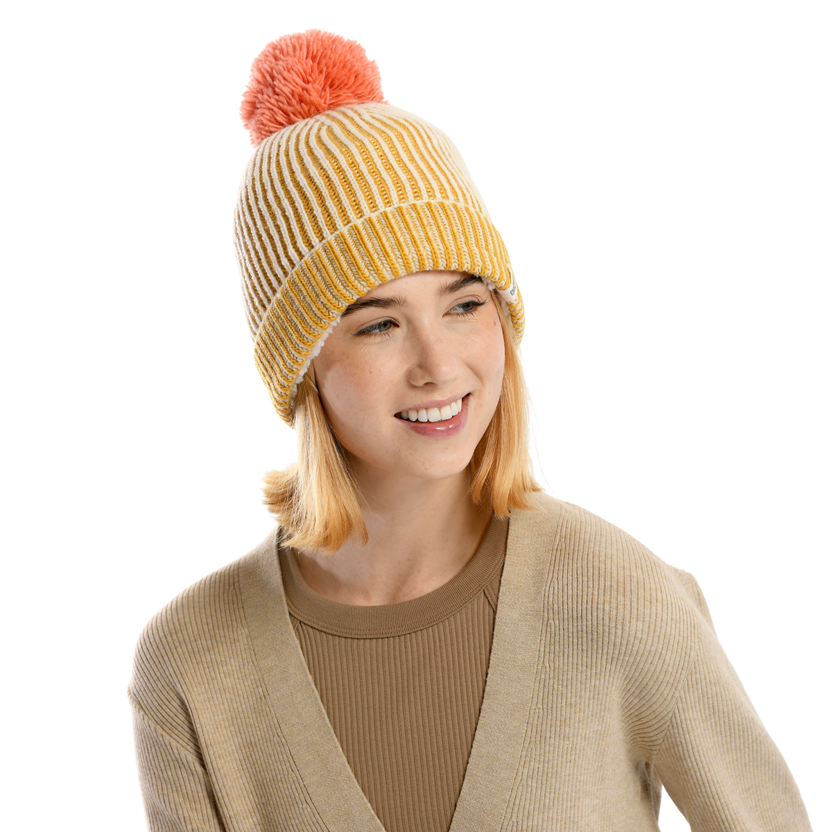 Nirvanna Designs Allen Stripe Hand-Knit Wool Beanie with Pom