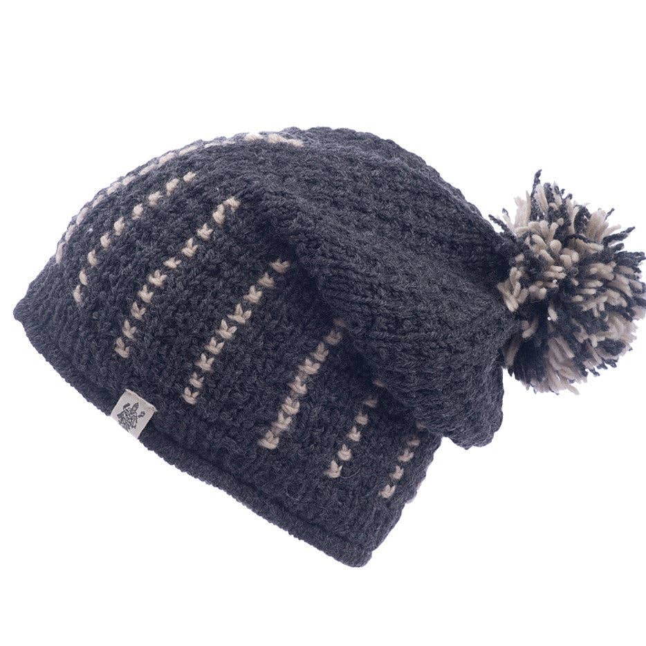 Nirvanna Designs Ferry Hand-Knit Wool Slouch Beanie with Pom