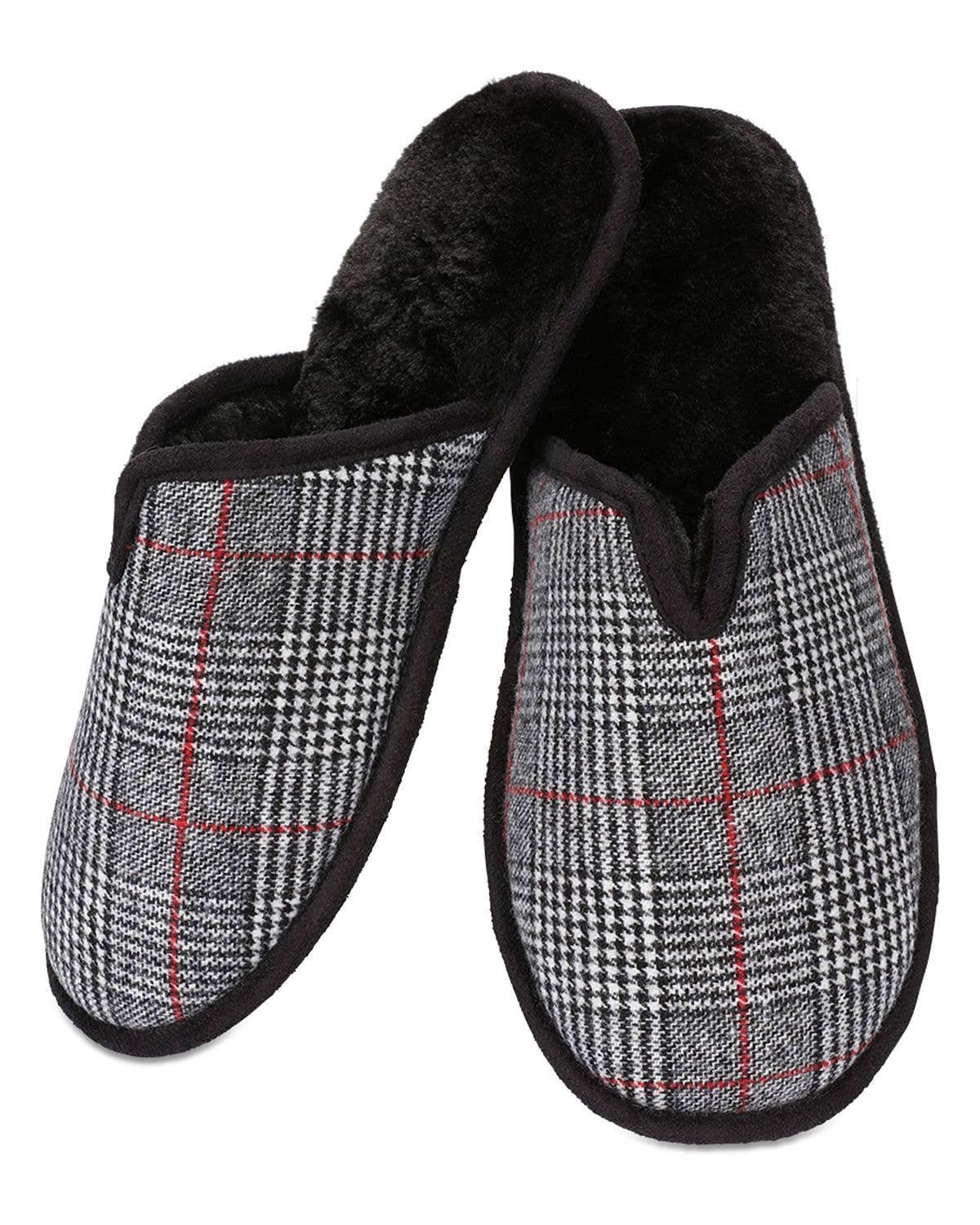 MeMoí Men's Glen Plaid Memory Foam Mule Slippers